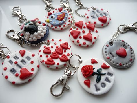 All Loved Up – Polymer Clay Valentine creations | Georgia P Designs Clay Valentine, Clay Moulding, Polymer Clay Gifts, Clay Keychain, Polymer Clay Christmas, Polymer Clay Canes, Polymer Clay Jewelry Diy, Polymer Clay Animals, Polymer Crafts