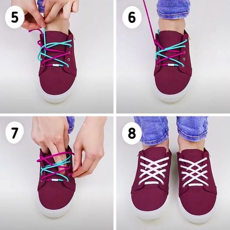 If you’re bored of always wearing the same sneakers and want to give them a nice, unique detail without spending time and money, you’ve come to the right place. There are several ways to tie laces that will make them look like no one else’s. 5-Minute Crafts will show you how to give that personal and eye-catching touch to your sneakers. No Show Shoe Laces How To Tie, Ways To Tie Laces, Ways To Lace Shoes, Lace Tie, How To Give, Lacing Sneakers, Shoe Show, 5 Minute Crafts, Tennis Shoes