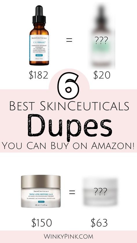 The best dupes for all of SkinCeuticals best sellers! SkinCeuticals C E Ferulic vitamin C dupe, SkinCeuticals retinol dupe, SkinCeuticals triple lipid moisture dupe, SkinCeuticals regimen. SkinCeuticals best selling products. SkinCeuticals Vitamin C serum Skinceuticals Vitamin C, Skin Regimen Order, Affordable Vitamin C Serum, Cvs Skin Care Products, Skinceuticals Regimen, Skinceuticals C E Ferulic, Skinceuticals Retinol, Body Shop Vitamin E, C E Ferulic