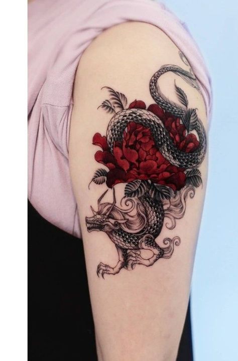 Holy Tattoos, American Dragon, Dragon Rise, Collar Bone Tattoo, S Tattoo, Rose Tattoos, Dragon Tattoo, Rose Tattoo, Dreamcatcher Tattoo