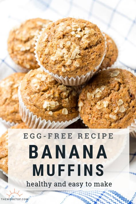 Egg Free Banana Muffins, Grab And Go Breakfast Ideas, Eggless Banana Muffins, Eggless Muffins, Healthy Banana Muffins, Breakfast Ideas For Kids, Banana Muffin Recipe, Eggless Recipes, Grab And Go Breakfast