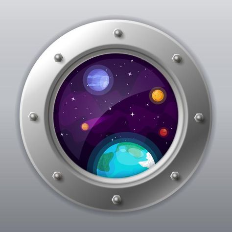 Spaceship window view. porthole from roc... | Premium Vector #Freepik #vector #frame #travel #technology #star Spaceship Window View, Spaceship Window, Ink Reference, Nasa Spaceship, Futuristic Bathroom, Futuristic Room, Plane Crafts, Earth Texture, Planet Drawing