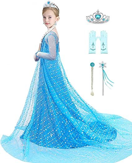 Princess Dress Costume, Princess Costumes For Girls, Elsa Outfit, Elsa Frozen Costume, Toddler Dress Up, Blue Princess Dress, Elsa Birthday Party, Princess Elsa Dress, Girls Princess Dress