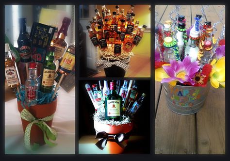 BoozeBouquet Mini Liquor Bottle Cake, Mini Bottle Bouquet, Liquor Candy, Diy Liquor, Booze Bouquet, Bottle Bouquet, Liquor Bouquet, Wine Celebration, Wine Cake