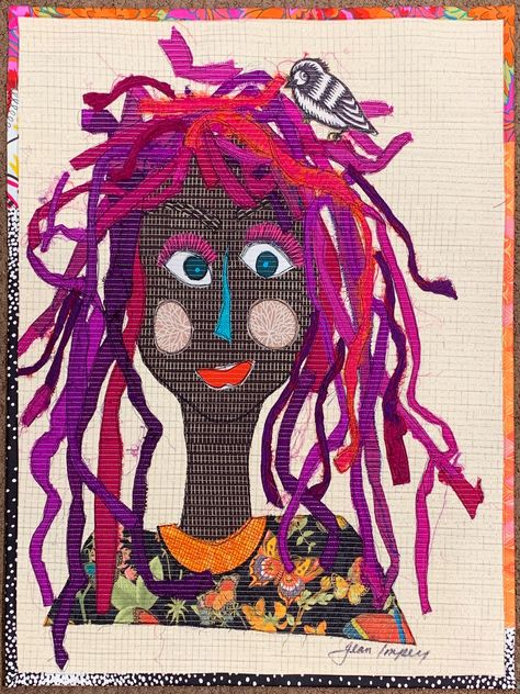 Face Collage, Fiber Art Quilts, Picture Quilts, Textile Crafts, Applique Quilts, Face Drawing, Art Pictures, Art Quilts, Textile Art