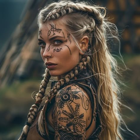 Viking Female Warrior Costumes, Women’s Viking Makeup, Barbarian Woman Makeup, Viking Cosplay Female Makeup, Viking Costume Makeup, Halloween Viking Costumes Women, Woman Viking Makeup, Viking Warrior Woman Costumes, Viking Woman Cosplay