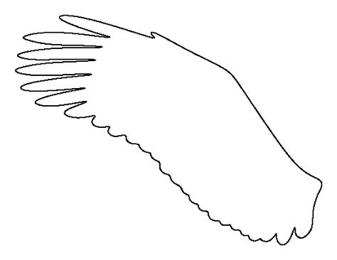 Eagle wing pattern. Use the printable outline for crafts, creating stencils, scrapbooking, and more. Free PDF template to download and print at http://patternuniverse.com/download/eagle-wing-pattern/ Eagle Wings Bulletin Board, Bird Wing Template, Diy Eagle Wings, Eagle Outline, Wings Template, Wing Template, Eagle Costume, Printable Outline, Coloring Crafts