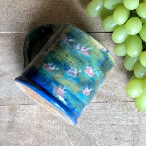 Painting Mugs, Monet Ceramics, Giverny France, Water Lilly, Pottery Wheel, Wheel Thrown, Pottery Painting, Claude Monet, Ceramic Mugs