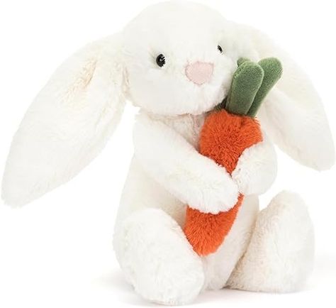 Amazon.com: Jellycat Bashful Carrot Bunny Stuffed Animal Plush Toy, Little : Toys & Games Jellycat Bunnies, Bunny With Carrot, Bashful Bunny, Young Rabbit, Jellycat Toys, Jellycat Bashful, Jellycat Stuffed Animals, Bunny Soft Toy, Fluffy Tail