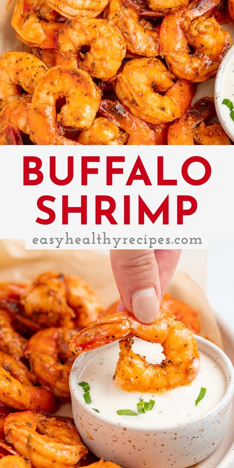 Healthy Superbowl Food, Buffalo Shrimp Recipes, Superbowl Food, Super Bowl Food Healthy, Buffalo Shrimp, Healthy Superbowl, Flavorful Shrimp, Shrimp Appetizers, Seafood Recipes Healthy