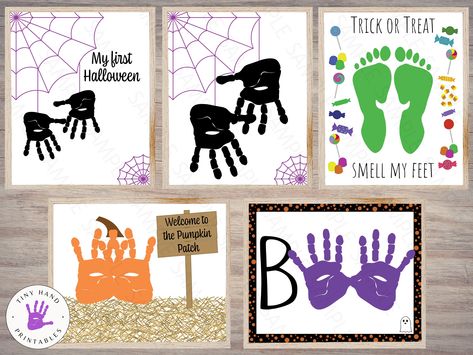 Halloween Handprint, Baby Craft Ideas, Footprint Keepsake, Halloween Toddler, My First Halloween, Lantern Craft, Halloween Crafts For Toddlers, Keepsake Crafts, Footprint Crafts