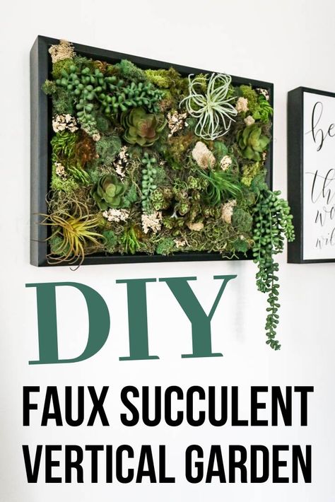 Diy Faux Moss Wall, Diy Artificial Wall Garden, Diy Artificial Plant Wall Decor, Faux Grass Wall Office, Diy Fake Succulent Wall Planter, How To Build A Plant Wall, Living Wall Art Diy, Fake Moss Wall Art, Decorate Garden Wall