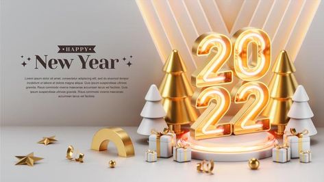 3d Happy New Year, New Year Banner Design Ideas, Hny Card, New Year Banner Design, Banks Ads, Happy New Year Banner, Happy New Year Design, Happy New Year 2022, New Year Banner