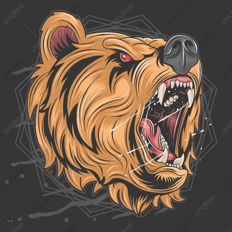 Beruang Grizzly, Polar Bear Illustration, Angry Bear, Bear Artwork, Bear Vector, Bear Drawing, Bear Tattoo, Bear Illustration, Bear Head