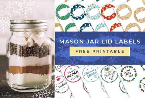 Mason Jar Printables, Gift In A Jar, Canning Jar Labels, Mason Jars Labels, Mason Jar Lid, Happy Housewife, Gift Jar, Small Mason Jars, Christmas Mason Jars