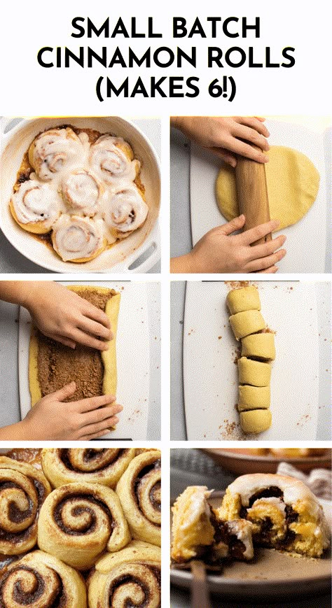 These easy small batch cinnamon rolls are perfect for just a few people at breakfast or brunch! With a quick homemade dough and a simple cinnamon sugar filling. Brushed with a bit of heavy cream before baking to keep the tops nice and soft for pillowy, chewy cinnamon buns. Great for holidays like Thanksgiving, Christmas, or New Year's Eve. Ready in just 2 hours from start to finish! With step by step photos and plenty of notes and tips to help you along. No stand mixer required! Quick Easy Cinnamon Rolls, Small Batch Pastry Recipes, Stand Mixer Breakfast Recipes, Stand Mixer Cinnamon Rolls, Cinnamon Buns With Heavy Cream, Batch Cook Breakfast, Cinnamon Rolls Homemade Easy Quick, Small Batch Cinnamon Buns, Small Batch Of Cinnamon Rolls