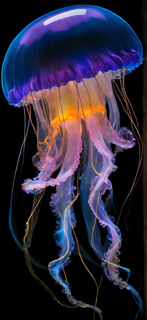 Jellyfish In The Sky, Beautiful Jellyfish Photography, Pink Jellyfish Wallpaper, Lion's Mane Jellyfish, Weird Sea Creatures, Jellyfish Pictures, Jellyfish Photography, Sea Jellies, Sea Creatures Art