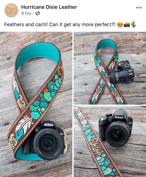 Creative Leather Ideas, Tooled Leather Ideas, Leather Work Ideas, Leather Projects Ideas, Custom Leather Work, Custom Leather Belts, Cowgirl Accessories, Tooling Patterns, Leather Camera Strap