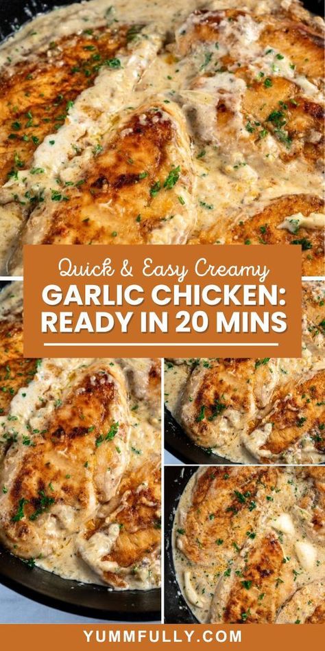 This dish is proof that you can turn pantry staples into a gourmet-tasting meal. This creamy garlic chicken is restaurant quality and you can have it on the table in under 30 minutes. The secret? Use minced garlic as well as whole cloves! Breakfast Ideas Easy, Creamy Garlic Chicken, Garlic Parmesan Chicken, Parmesan Chicken, Creamy Garlic, Pantry Staples, Chicken Dishes Recipes, Garlic Parmesan, Garlic Chicken