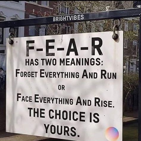 Fear Has Two Meanings, Face Everything And Rise, Motivational Memes, A & R, To Move Forward, Yoga Routine, Brighten Your Day, Memes Quotes, Positive Vibes