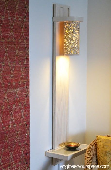 DIY Wall Lamp / Sconce With a Shelf Made With Hand Tools: 7 Steps (with Pictures) Diy Wall Lamp, Sconces Ideas, Diy Wall Sconces, Wall Lamps Diy, Lighting Diy, Diy Wand, Decorative Wall Panels, Wall Lighting, Diy Lamp