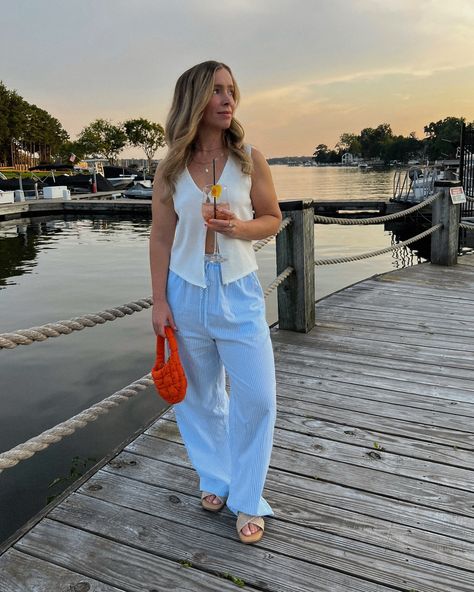 Hot August nights > 🧡🌊⚓️🌅 #pinterestgirl #ootd #ootdshare #casualstyle #petitefashion #summerstyle #dresstoimpress #amazonfinds #amazonfashion #lkn Outfit of the day, pop of color, brunch outfit, pajama pants, pops of orange, outfit inspo, what to wear, casual outfit, Pinterest outfit, Pinterest aesthetic, Outfit idea, pajama pants outfit, summer outfit, summer fashion, dockside outfit, petite fashion, street style, dress to impress What To Wear Casual, Pajama Pants Outfit, Pants Outfit Summer, Outfit Petite, Orange Outfit, Fashion Street Style, Pinterest Aesthetic, Pinterest Outfits, Brunch Outfit