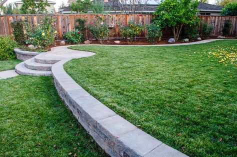 Two Level Yard Ideas, Multi Level Yard Landscaping, Two Level Backyard Retaining Walls, Backyard Tiered Landscaping, Two Level Backyard Landscaping, L Shaped House Landscaping Ideas, Tiered Yard Landscaping Sloped Backyard, Tiered Landscape Sloped Backyard, Two Tier Backyard Landscaping