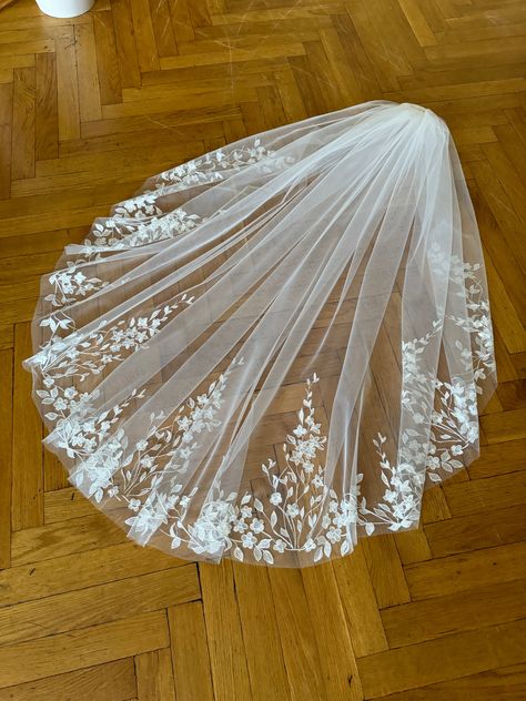 Handmade veil lace wedding veil flower veil embroidery bridal veil floral ebmroidered trim veil wedding soft tulle veil short veil fingertip Short Lace Veils Bridal, Veil Embroidery, Floral Wedding Veils, Veil Short, Soft Tulle Veil, Veil Floral, Fingertip Wedding Veils, Lace Wedding Veil, Wedding Veils Short