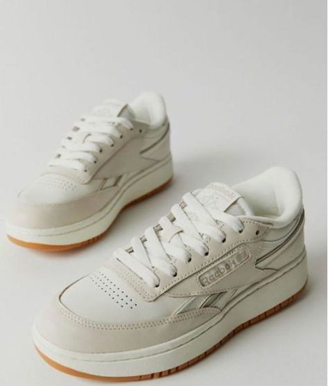 Reebok Club C Vintage shoes, Pure grey, chalk, white color, everyday shoe, vintage outfit Reebok Club C Revenge Vintage, Shoe Essentials, Reebok Club C Revenge, Club C Revenge, Your Twenties, Modern Color Palette, Sneakers Heels, Reebok Club C, Clothes Aesthetic