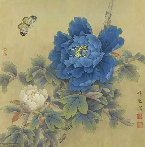 Chinese Dynasty Art, Peony Flower Tattoos, Peony Drawing, Asian Flowers, Korean Painting, Japan Painting, Flora Flowers, Peony Painting, Macro Flower