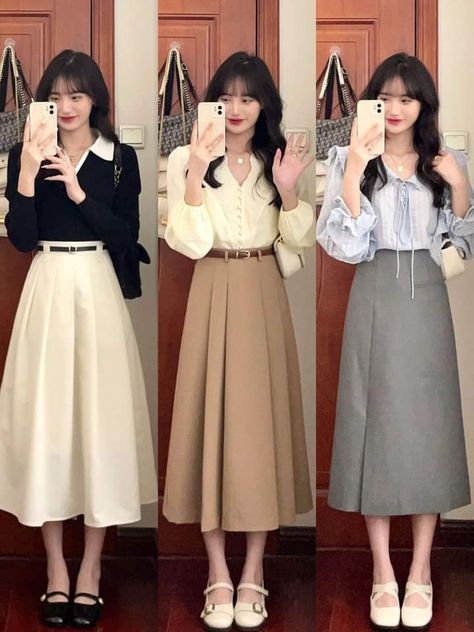 Modest Girly Outfits, Rok Outfit, Simple Style Outfits, Long Skirt Fashion, Fashion Top Outfits, Everyday Fashion Outfits, Casual Day Outfits, Korean Fashion Dress, Classy Work Outfits