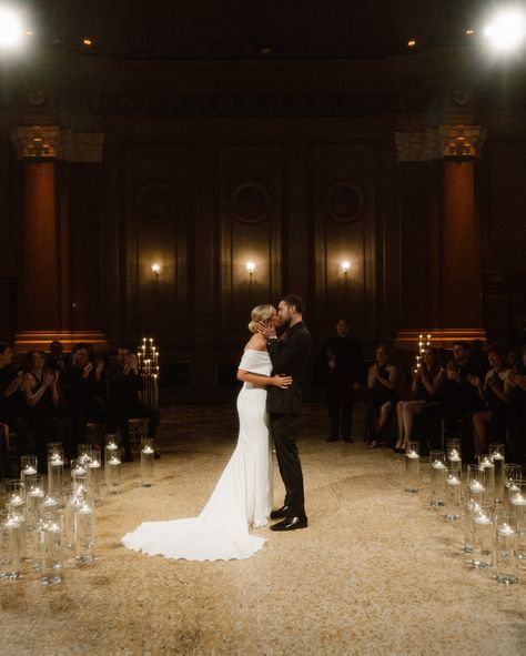 Excuse me while I try real hard to pick my own jaw up off the floor. ❤️‍🔥😱 MC + Will knew that their venue would be my creative dream and when they were telling me the details about it, I was in LOVE! The Weylin is such a unique Brooklyn wedding venue. It was originally an old bank so it has a grand dome ballroom, multiple vaults, the BEST vintage wallpapers in every room and the coolest birdcage elevator to connect it all. It’s moody and spooky and soooo sexy. MC + Will obviously wanted to ... Birdcage Elevator, Black And White Signage, White Signage, Brooklyn Wedding Venues, Vintage Wallpapers, Nyc Wedding Photography, Dark Vintage, Dark Romantic, Brooklyn Wedding