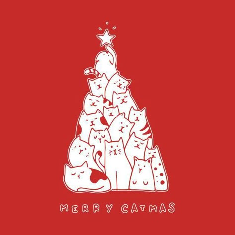 Merry Catmas, Image Chat, Christmas Card Art, Christmas Illustrations, Meowy Christmas, Cat Cards, Christmas Drawing, Christmas Illustration, Christmas Love