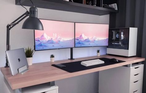 The Ultimate Setup with IKEA Desk for gaming - Minimal Desk Setups Minimal Desk Setup, Wide Desk, Minimal Desk, Game Setup, Gaming Desk Setup, Computer Gaming Room, Computer Desk Setup, Gamer Setup, Cozy Life