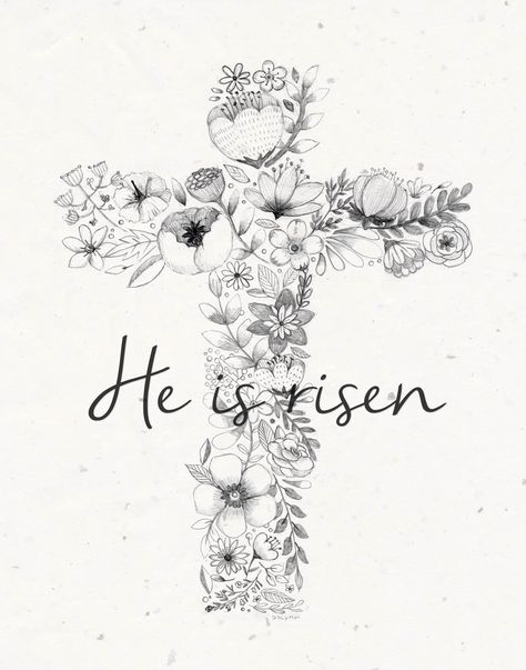 For Easter - He is risen on Behance He Is Risen, Easter Ideas, Pencil Illustration, Bible Journaling, Stamp Set, Verses, Bible Verses, Phone Wallpaper, Bible