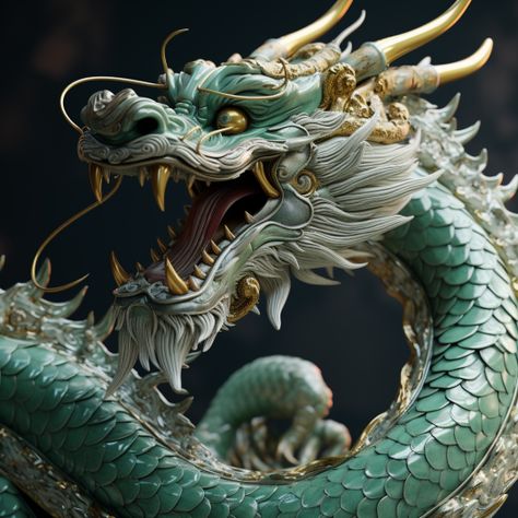 Jade Dragon Aesthetic, Jade Dragon Art, Green Chinese Dragon, Vietnamese Dragon, Wind Dragon, Asian Dragons, Dragon Air, Earth Dragon, China Dragon