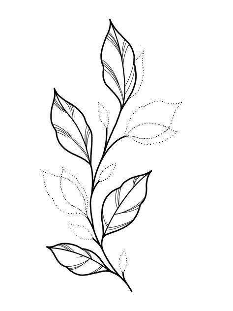 Leaves Outline Tattoo, Leaf Designs Drawing, Fineline Plant Tattoo, Plant Tattoo Stencil, Plant Leaf Tattoo, Plant Tatoos, Autumn Tattoo Ideas, Leaves Tattoo Design, Leaf Tattoo Design