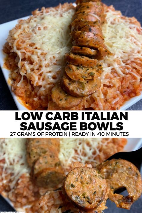 Low Carb Bowls, Chicken Sausage Recipes Healthy, Riced Broccoli Recipes, Healthy Sausage Recipes, Low Carb Italian, Chicken Sausage Recipes, Italian Chicken Sausage, Low Carb Low Fat Recipes, Macro Friendly Recipes