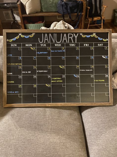 January Chalkboard Calendar, Chalk Calendar Ideas, January Chalkboard, Chalk Calendar, Chalkboard Wall Calendars, Chalkboard Projects, Calendar Themes, Chalkboard Calendar, Calendar Art