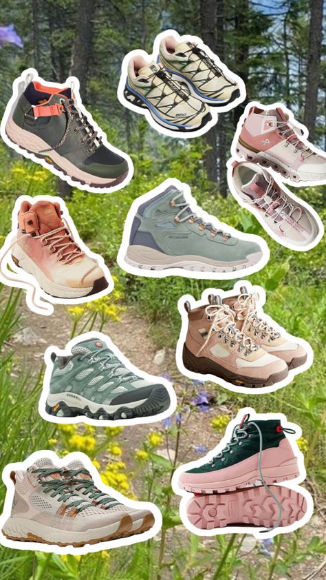 Aesthetic Hiking Shoes, Hiking Boots Aesthetic, Granola Girl Shoes, Cute Hiking Boots, Corporate Girl, Boots Aesthetic, Trekking Boots, Camping Gear Survival, Outdoor Outfits