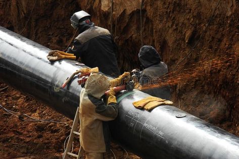 Construction site of oil pipeline. New Oil pipeline under busy construction site , #AFF, #oil, #site, #Construction, #pipeline, #construction #ad Piping Design, Construction Site, Branding Design, Stock Images, Stock Photos, Graphic Design, Design