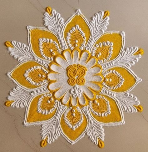 2 Color Rangoli Design, Ideas For Rangoli, Flower Designs Rangoli, Simple Aesthetic Rangoli Designs, 2 Color Rangoli, Aesthetic Rangoli Easy, Aesthetic Rangoli Designs Easy, Ragoli Color Design 2023 New, Aesthetic Rangoli Ideas