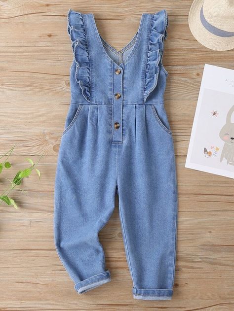 Kids Denim Dress, Disney Inspired Fashion, Girls Overalls, Kids Dress Wear, Baby Dress Design, Baby Dress Patterns, Baby Garments, Girl Dress Patterns, Kids Denim