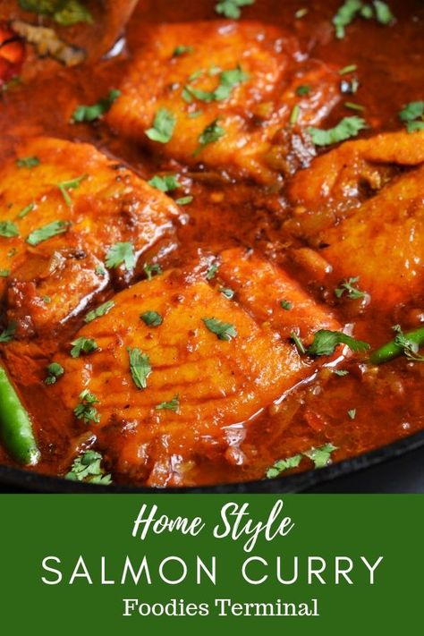 Salmon Curry Recipes Indian, Indian Salmon Curry, Curried Salmon Recipes, African Salmon Recipes, Salmon Curry Indian, Salmon Indian Recipes, Indian Salmon Recipes, Indian Seafood Recipes, Curry Salmon Recipes