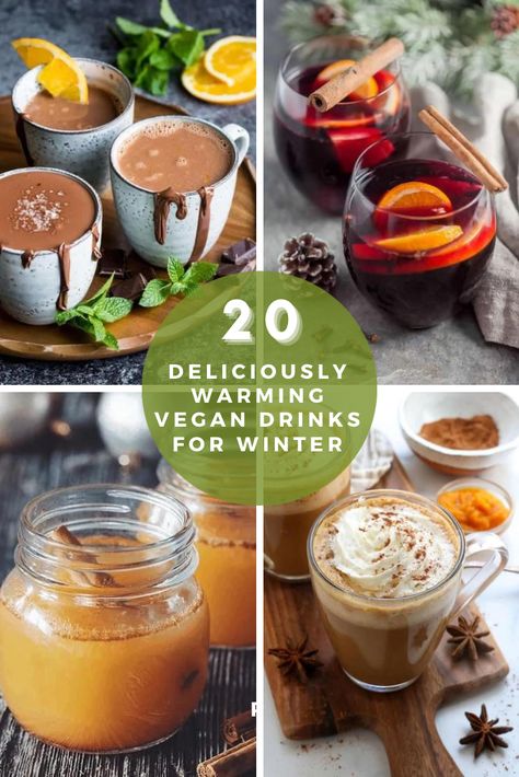 These warming vegan drinks for winter are the perfect treat to offer up to guests on a cold day! Hot Vegan Drinks, Vegan Hot Drinks, Vegan Christmas Drinks, Vegan Holiday Drinks, Christmas Drinks Recipes, Vegan Drinks Recipes, Christmas Drinks Alcohol, Vegan Hot Chocolate, Hot Toddies Recipe