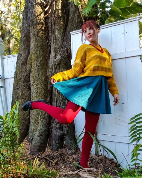 Red Outerwear, Lacey Dress, Elementary School Art, Red Headband, Red Leggings, Yellow Shirts, Calvin Klein Dress, Red Shirt, Tan Color