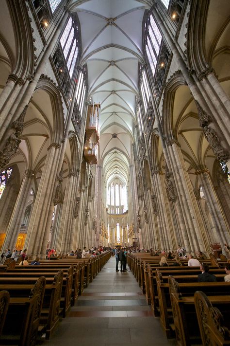 Interior of the Cologne Cathedral in Cologne, Germany. Catholic Images, Gothic Architecture, Architectural Inspiration, Unesco World Heritage Site, Cologne Cathedral, Photo Credit, Germany, Stairs, Architecture