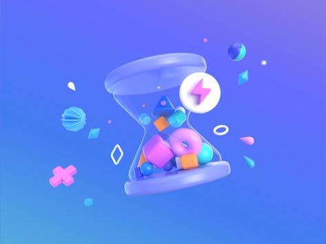 3D illustration for a website - uMake + Saving Time by Zhenya Gor Saving Illustration, Illustrator 3d, Time Illustration, Cartoons Dp, Time Icon, Isometric Art, Isometric Design, 3d Illustrations, 3d Icons