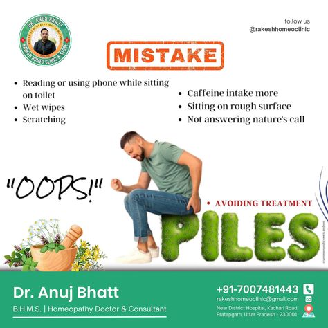 Experience effective #PilesTreatment by Dr. Anuj Bhatt, your trusted Homeopathy Consultant in Pratapgarh, Uttar Pradesh! Discover gentle relief and holistic care for hemorrhoids. #HomeopathyHeals #NaturalHealing #PratapgarhHealth #HolisticConsultation Homeopathy Medicine, Wellness Clinic, Holistic Care, Homeopathic Medicine, Health Knowledge, Uttar Pradesh, Wet Wipe, Homeopathy, Natural Healing