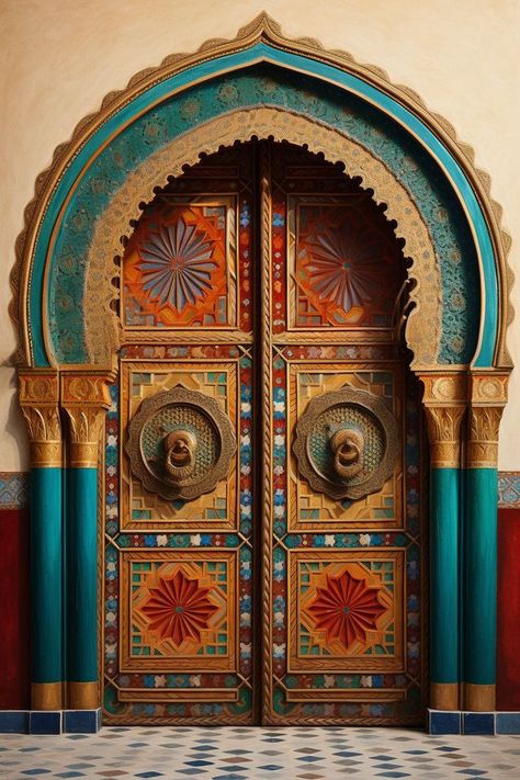 Bigger House, Moroccan Door, Moorish Architecture, Door Poster, Style Marocain, Indian Doors, Home Decor Minimalist, Gorgeous Doors, Moroccan Art